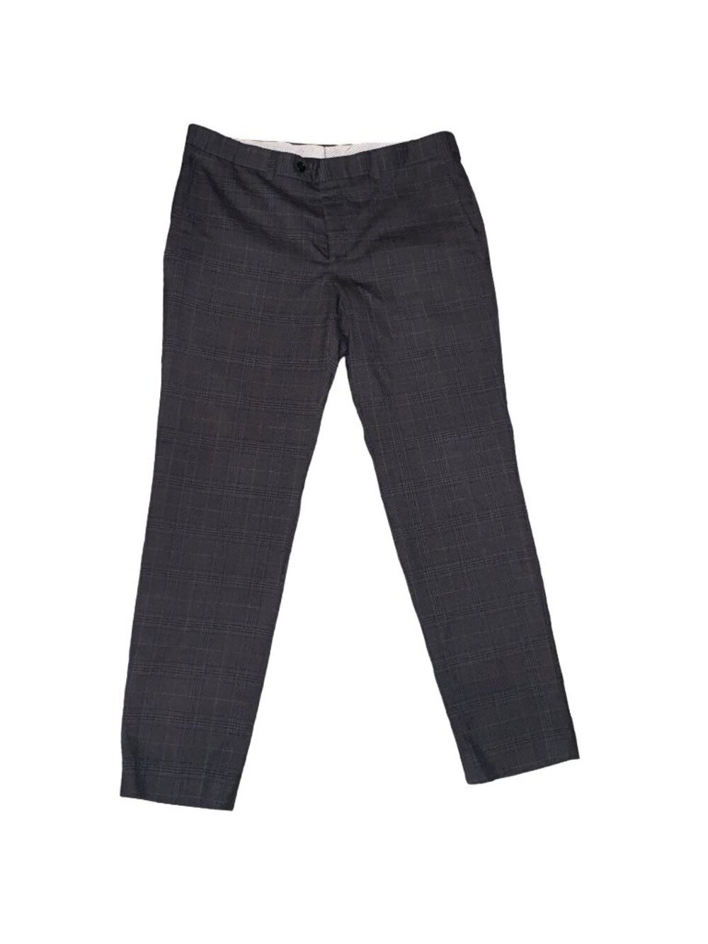 John Varvatos USA Gray Plaid Wool Dress Trouser Pants Size 34x30 Preppy  Office